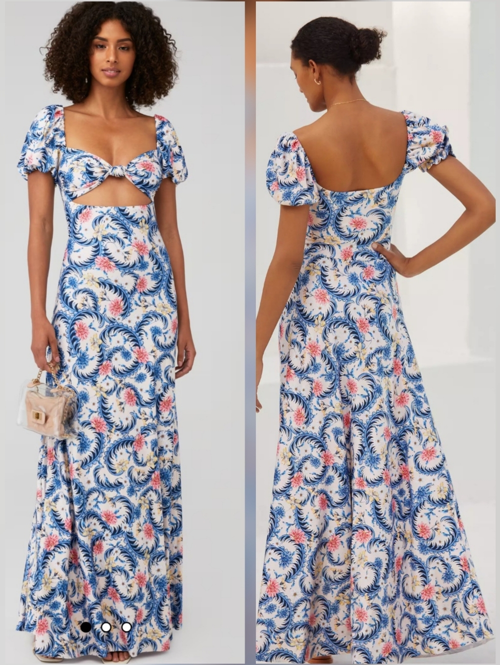Agua Bendita Clare Ross Cutout Puff-Sleeve Maxi Dress